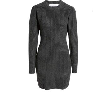 All In Favor 2 Tone Charcoal Long Sleeve Ribbed Sweater Dress Size Large